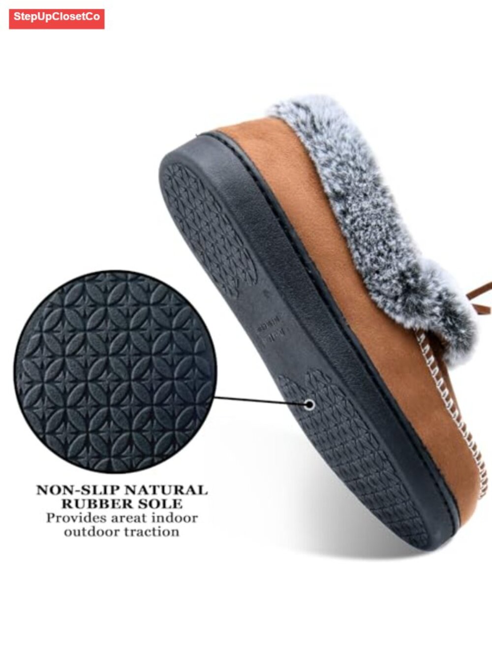 Women's Fuzzy Memory Foam Mocc Suede Faux Fur Lined Cozy - Picture 4 of 6